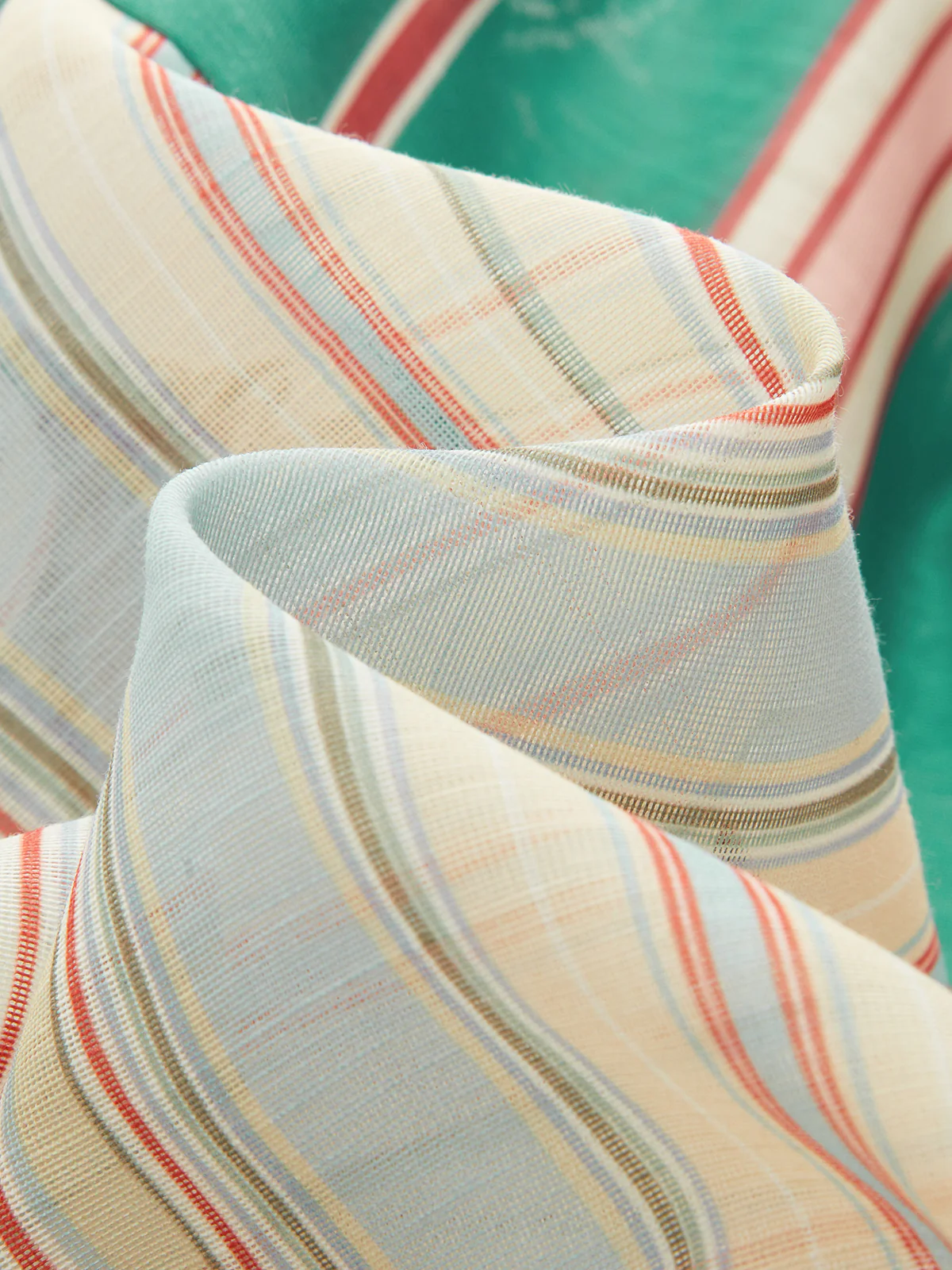 Semi-Sheer Rainbow Striped Tie Waist Blouse - Image 3