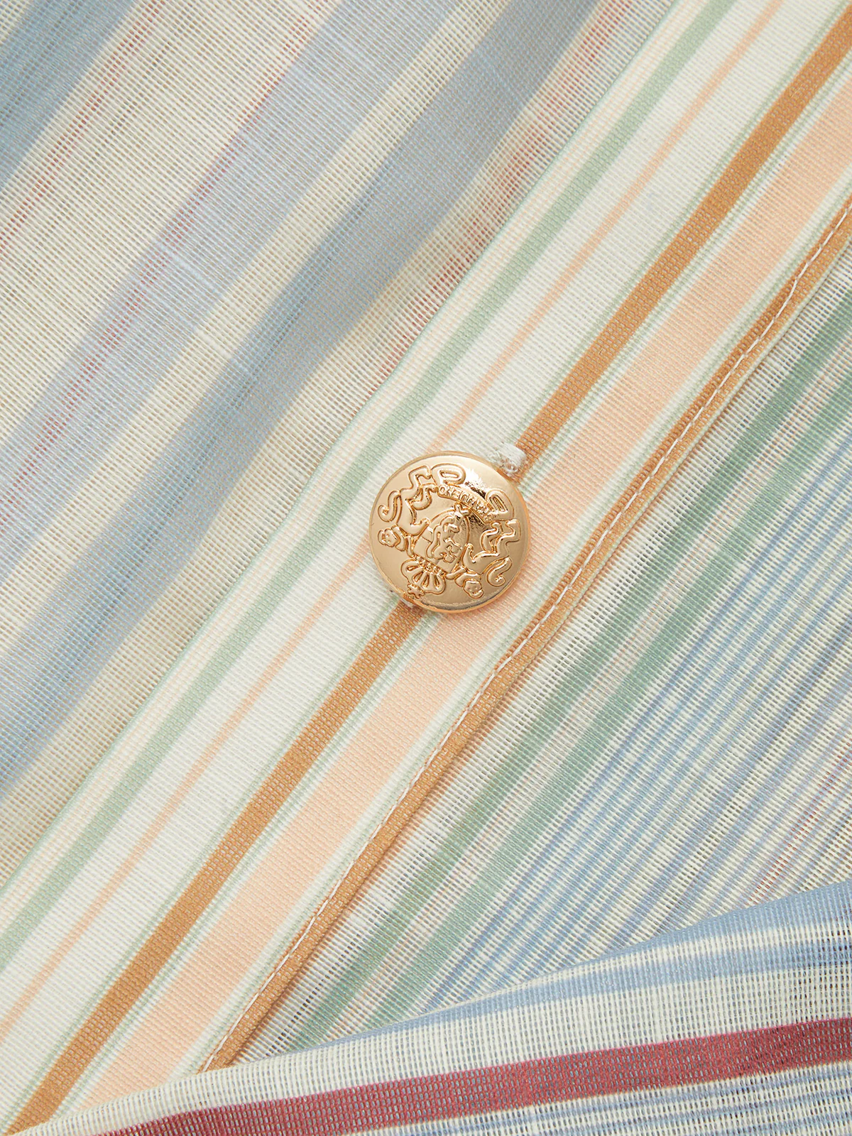 Semi-Sheer Rainbow Striped Tie Waist Blouse - Image 4