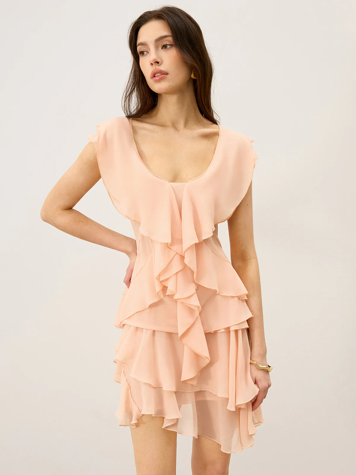 Semi-Sheer Ruffled Chiffon Blouse - Image 2