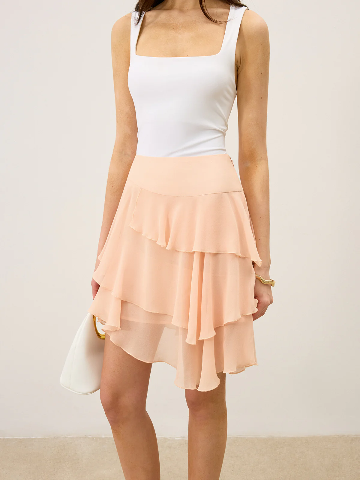 Semi-Sheer Ruffled Chiffon Mini Skirt - Image 2