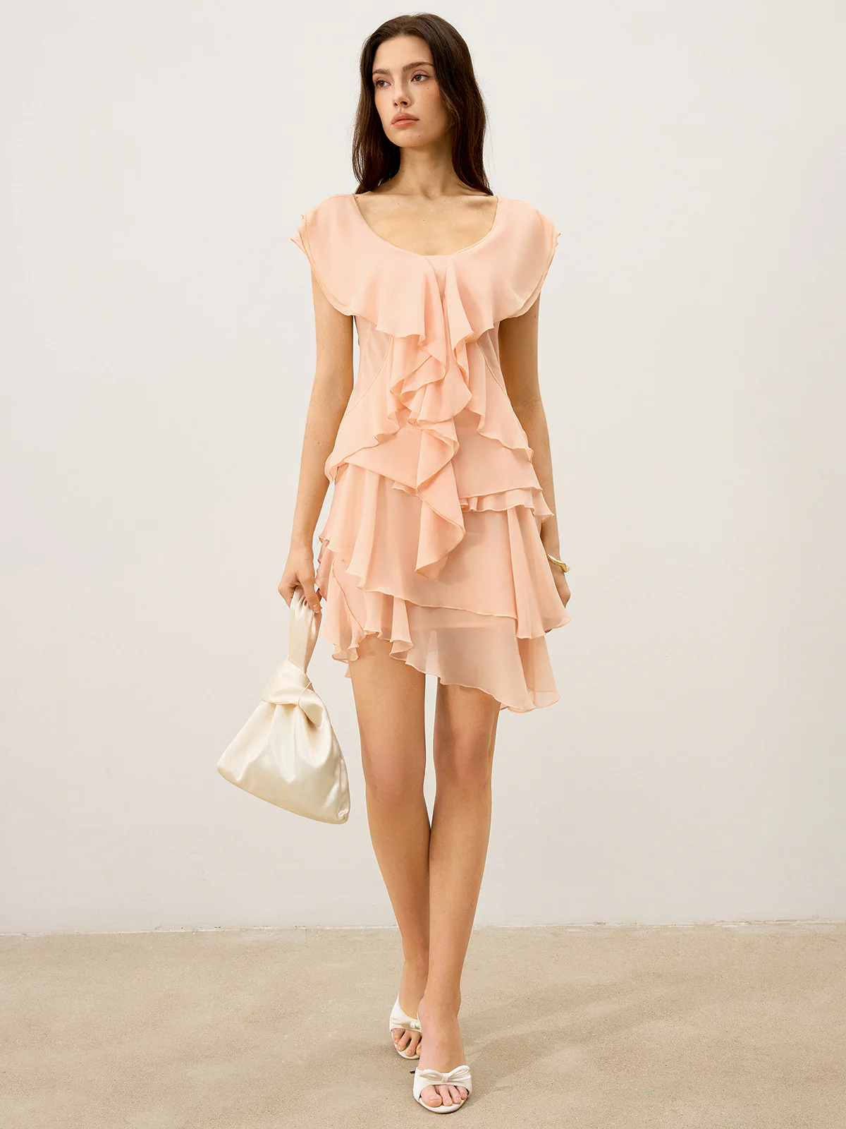 Semi-Sheer Ruffled Chiffon Mini Skirt - Image 3