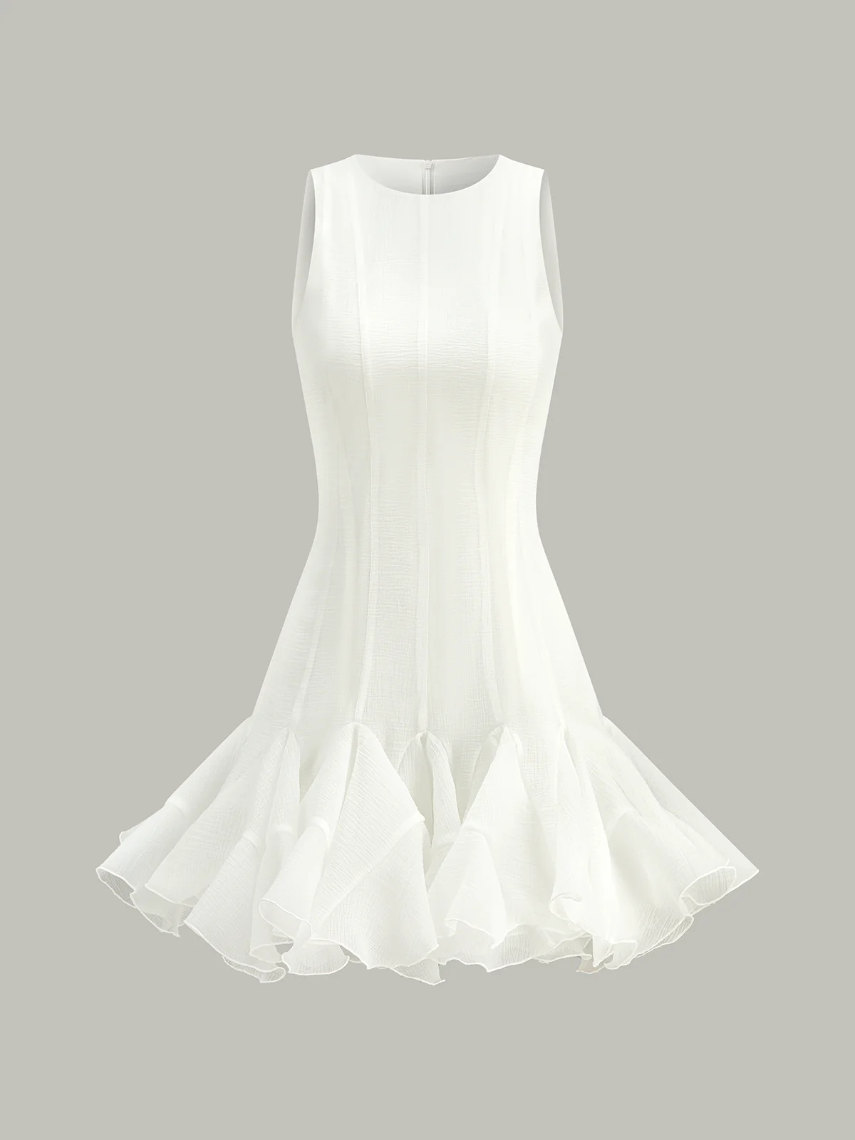 Semi-Sheer Ruffled Hem Mini Dress - Image 2