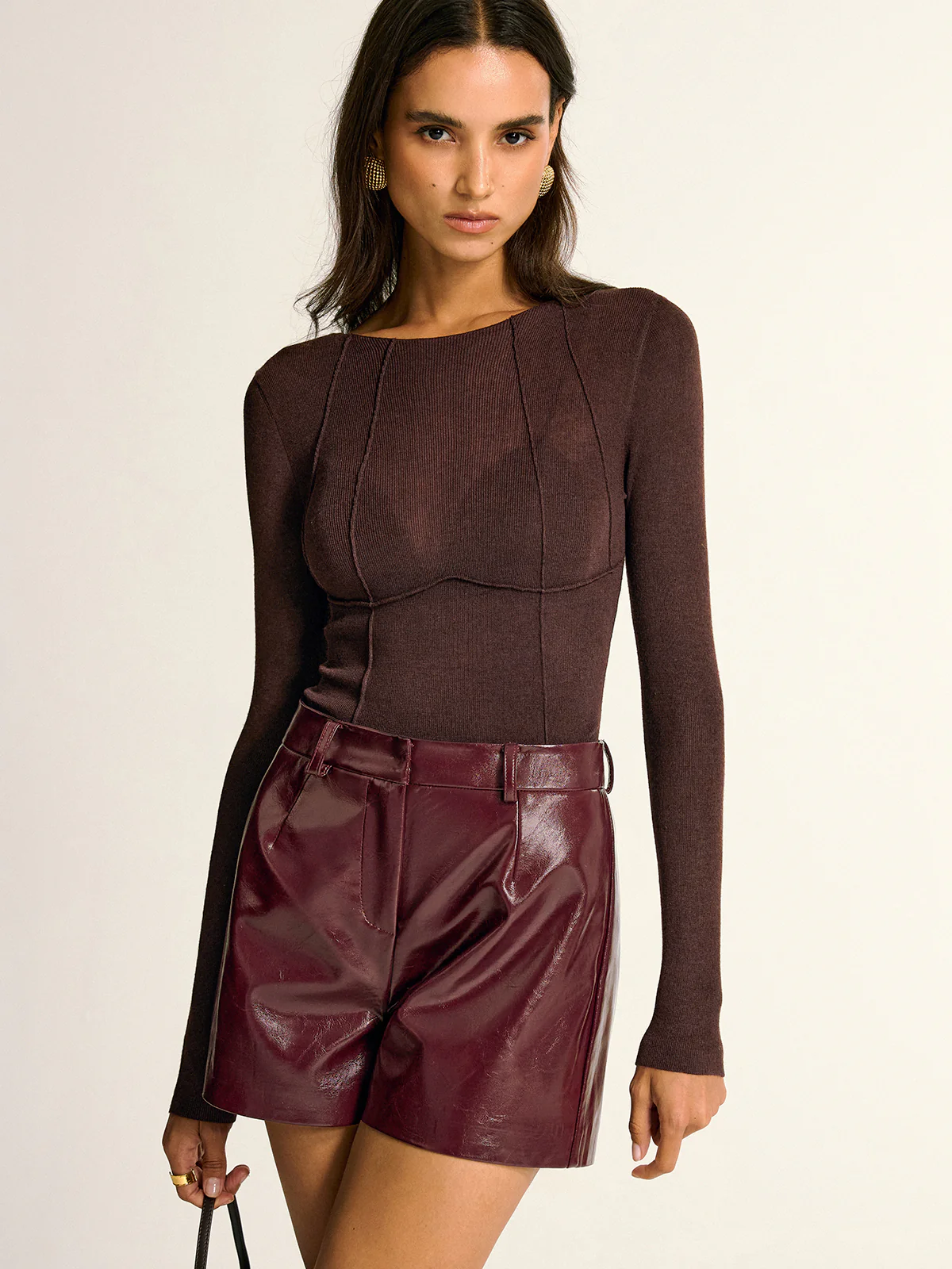 Semi-Sheer Slim Fit Wool Blend Knit Top - Image 3