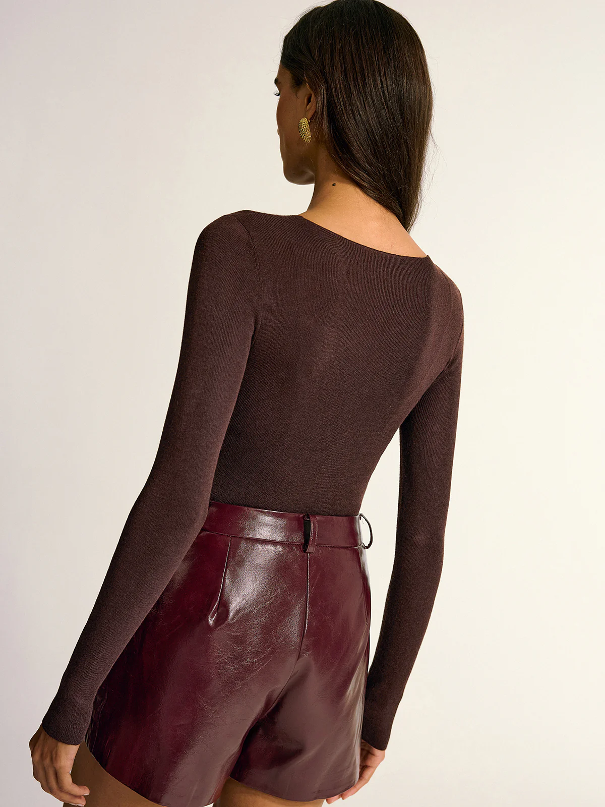 Semi-Sheer Slim Fit Wool Blend Knit Top - Image 5
