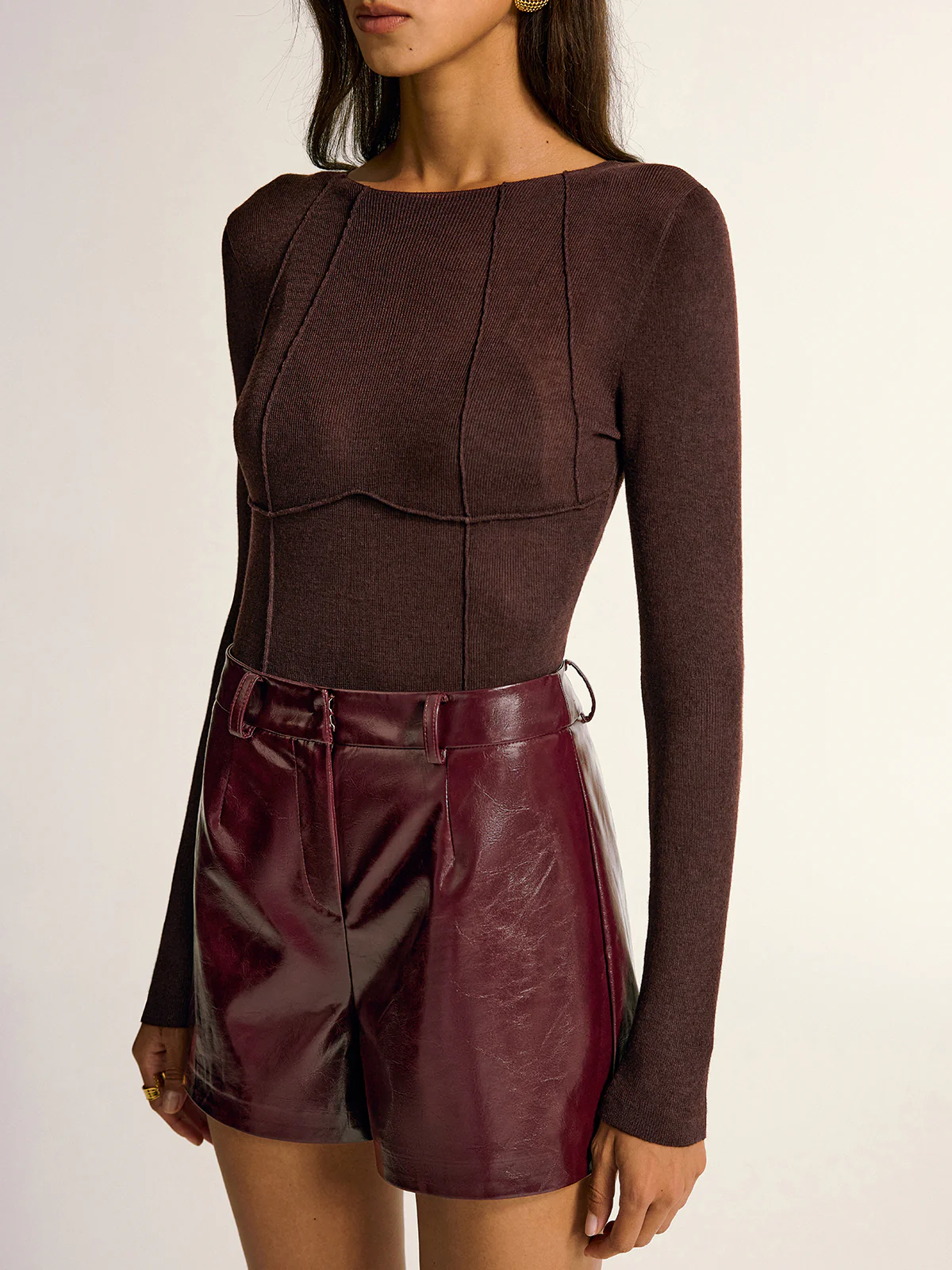 Semi-Sheer Slim Fit Wool Blend Knit Top - Image 6