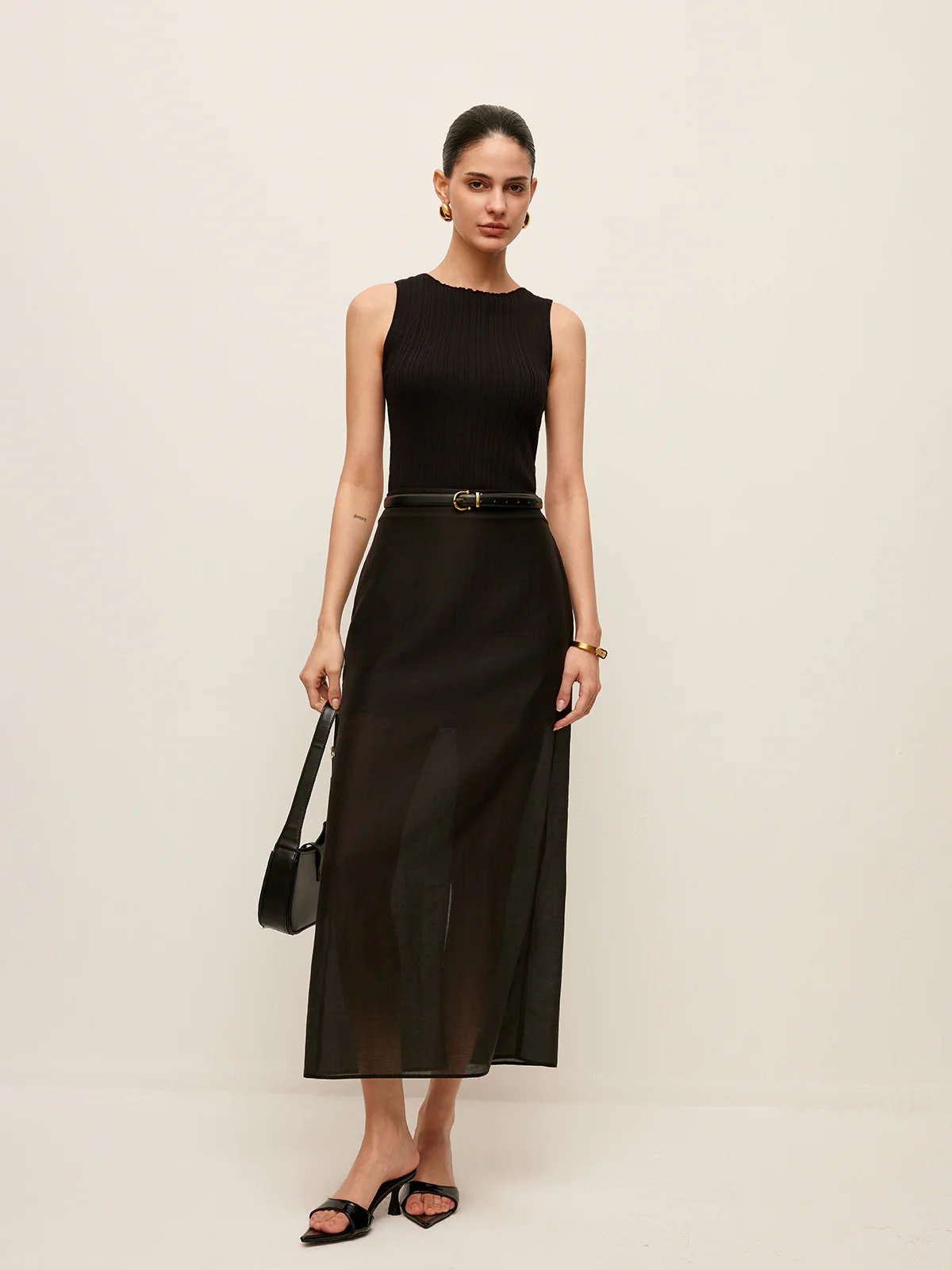 Semi-Sheer Slit-Back Skirt - Image 2