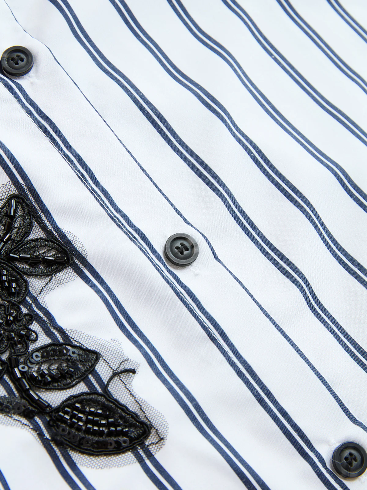Sequin Floral Applique Striped Shirt - Image 6