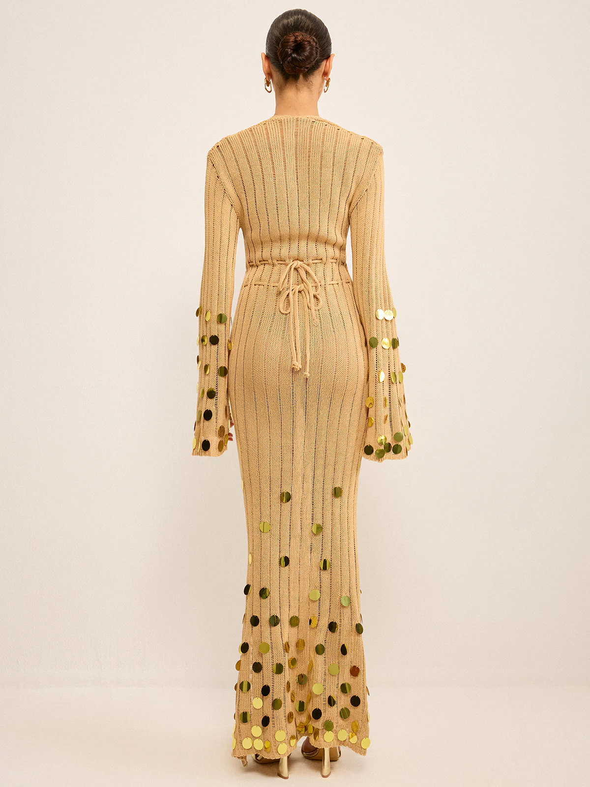 Knit Maxi Dress with Sequin Embellishments - Image 3