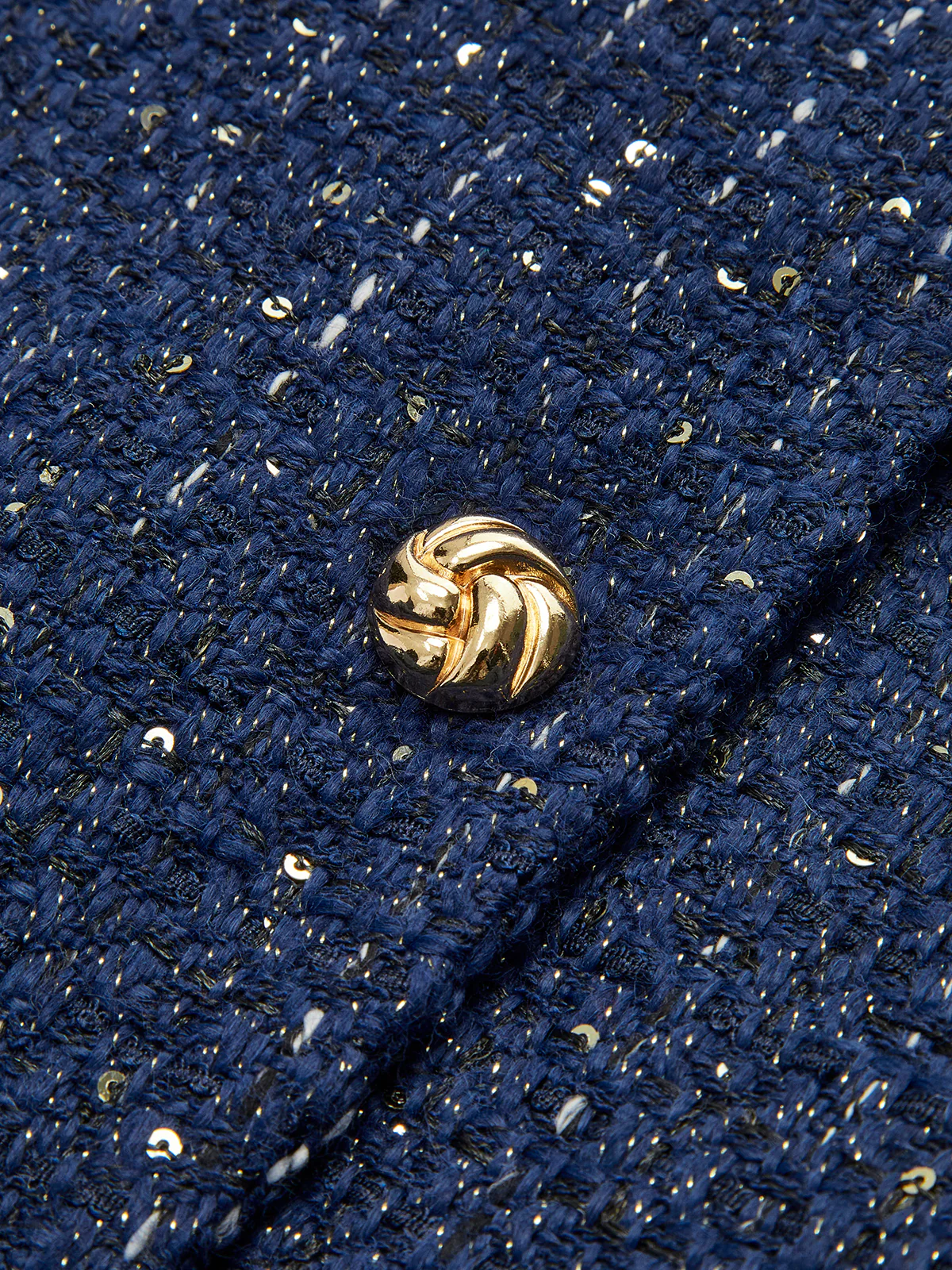 Sequins Button Belted Tweed Vest - Image 2