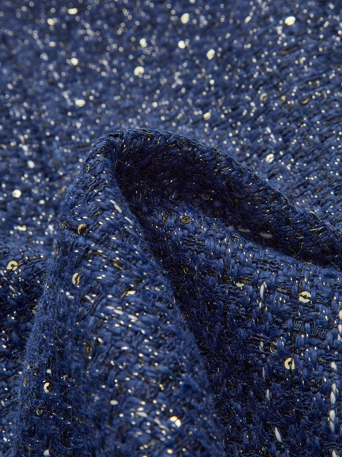Sequins Button Belted Tweed Vest - Image 3