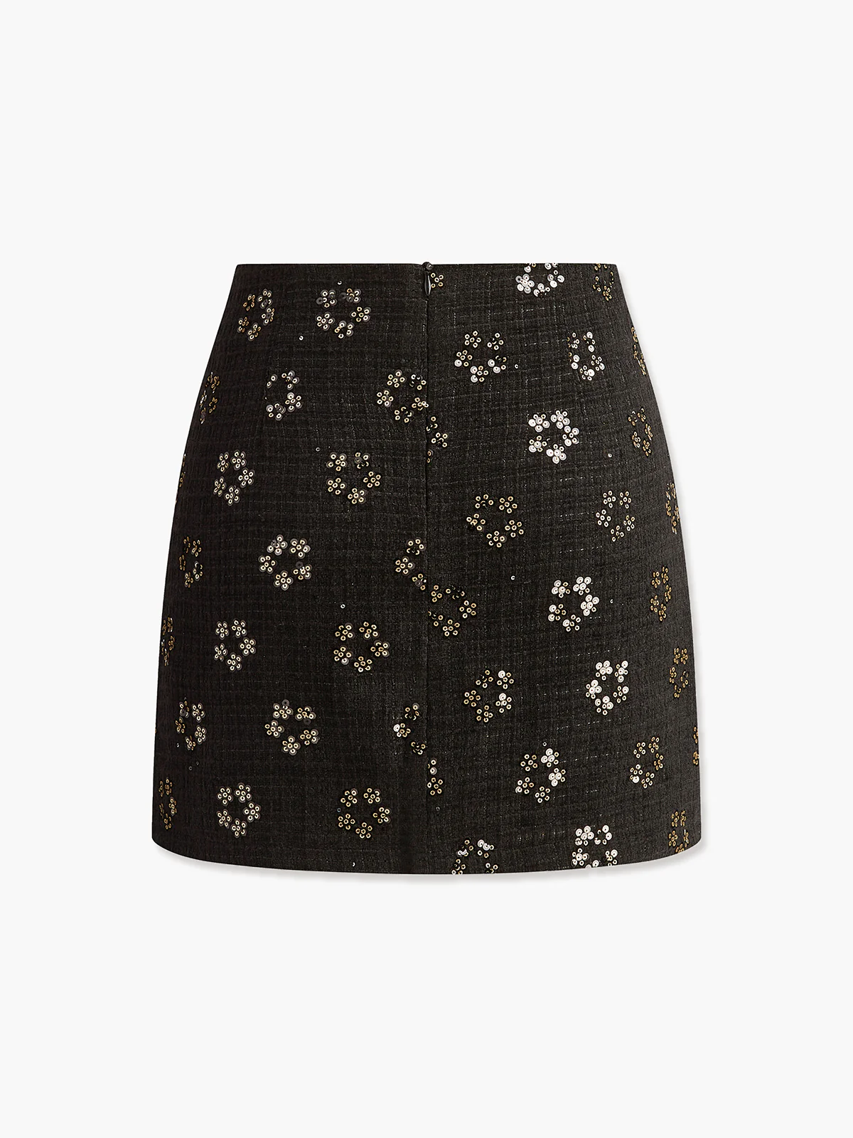 Sequins Floral Tweed Skirt - Image 4