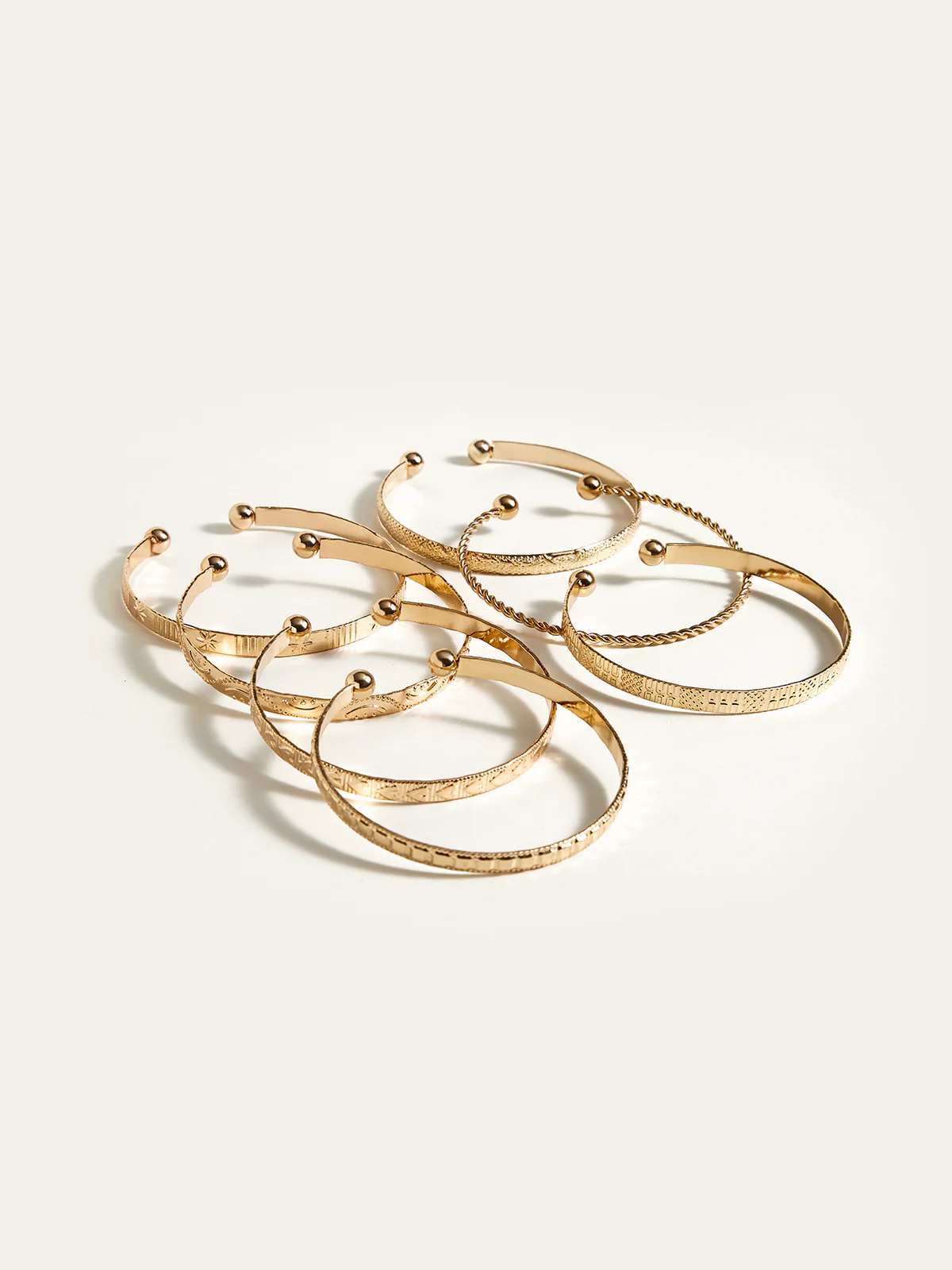 7pcs Golden Engraved Bracelet Set - Image 2
