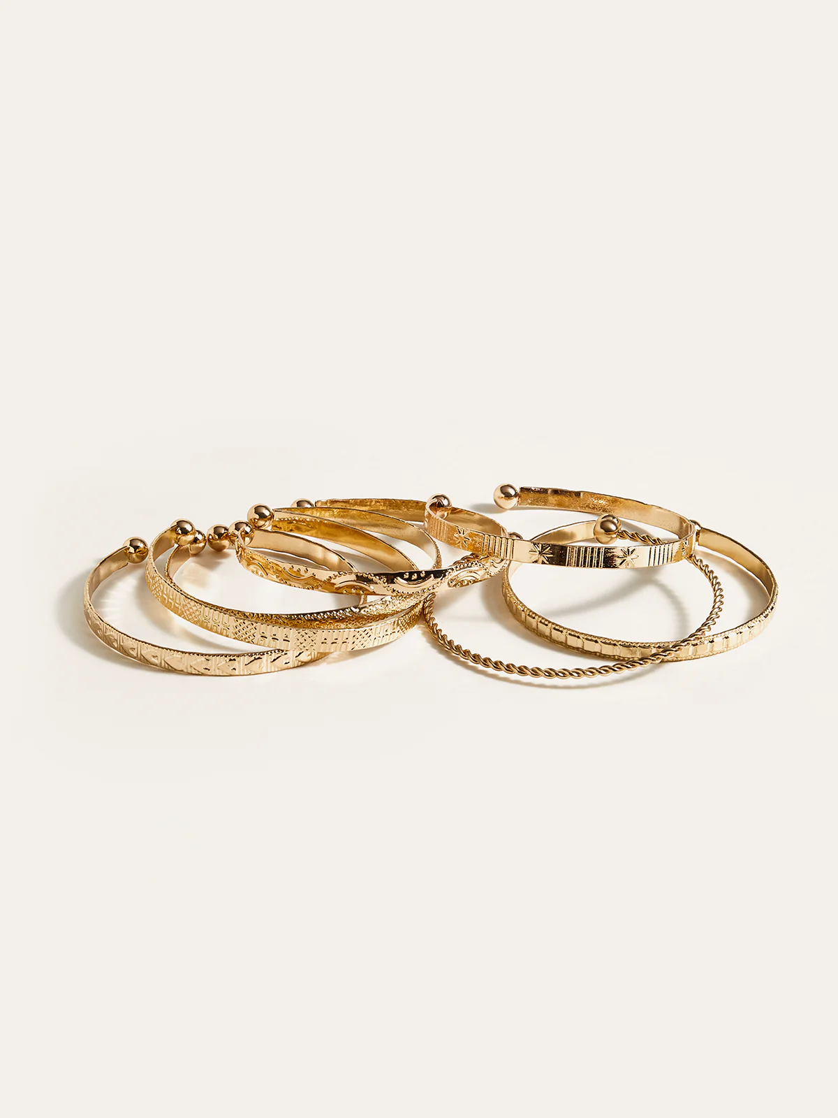 7pcs Golden Engraved Bracelet Set - Image 3