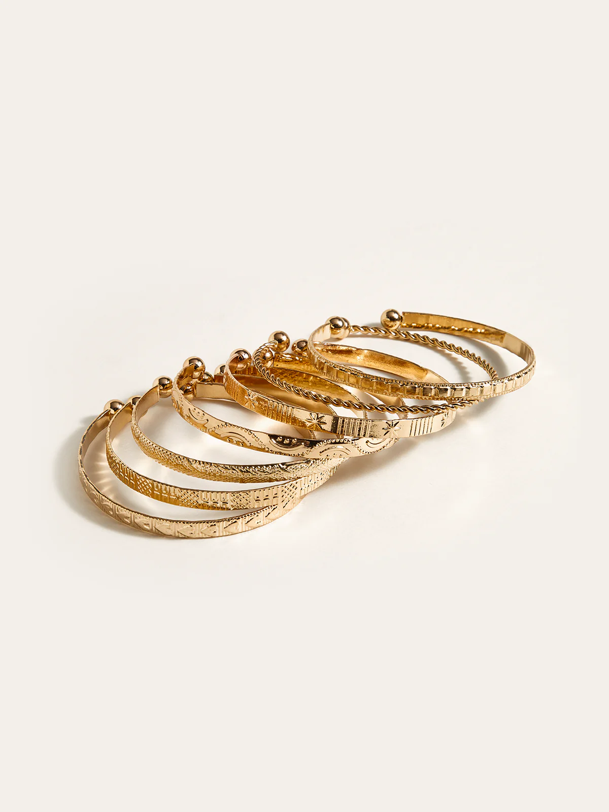7pcs Golden Engraved Bracelet Set - Image 4