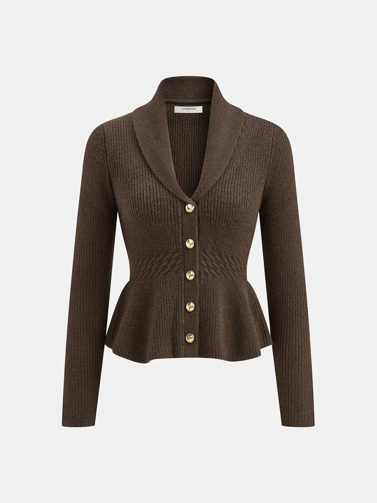 Shawl Collar Peplum Knit Cardigan