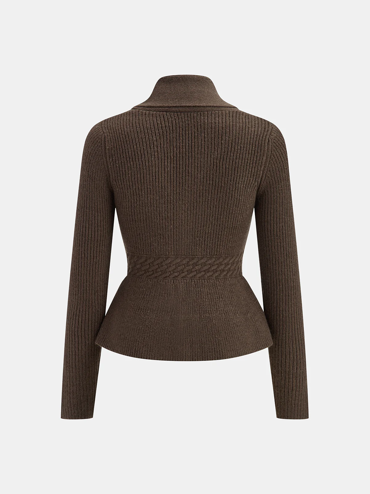 Shawl Collar Peplum Knit Cardigan - Image 2