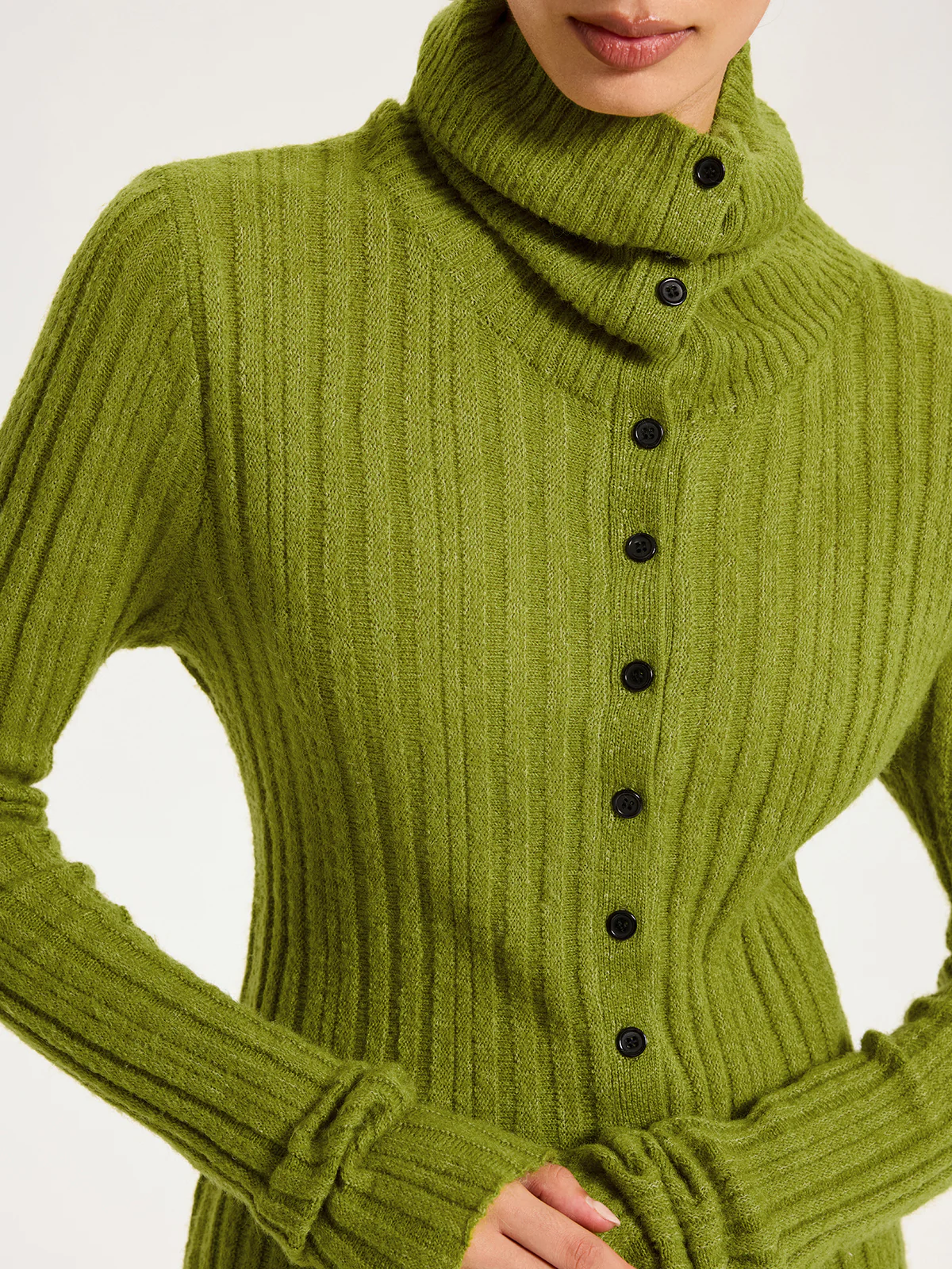 Shawl Collar Wool-Blend Ribbed Cardigan - Image 2