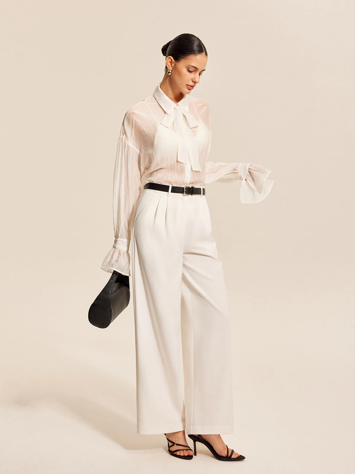Sheer Bow Tie Blouse - Image 3