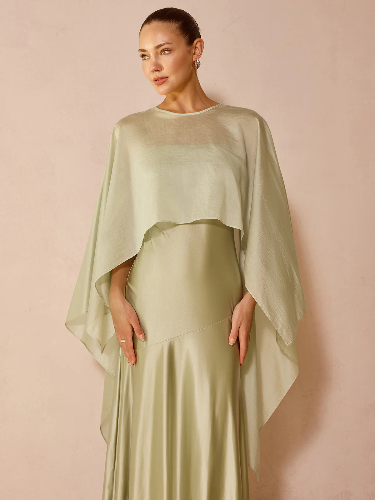 Sheer Capelet & Cami Dress Two-Piece Set - Image 5