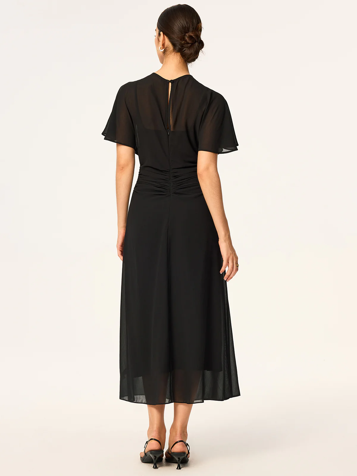 Sheer Chiffon Midi Dress with Lining Slip Two-Piece Set - Image 4