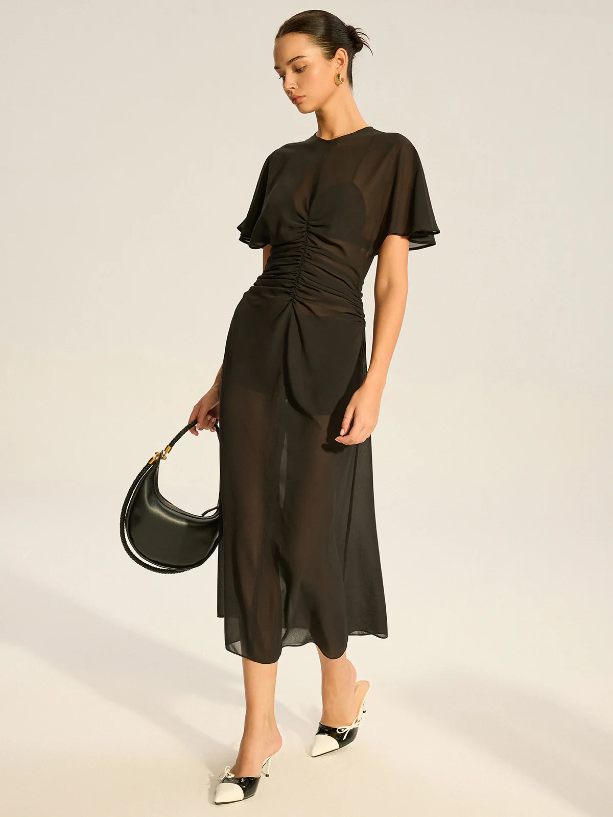 Sheer Chiffon Midi Dress with Lining Slip Two-Piece Set - Image 7