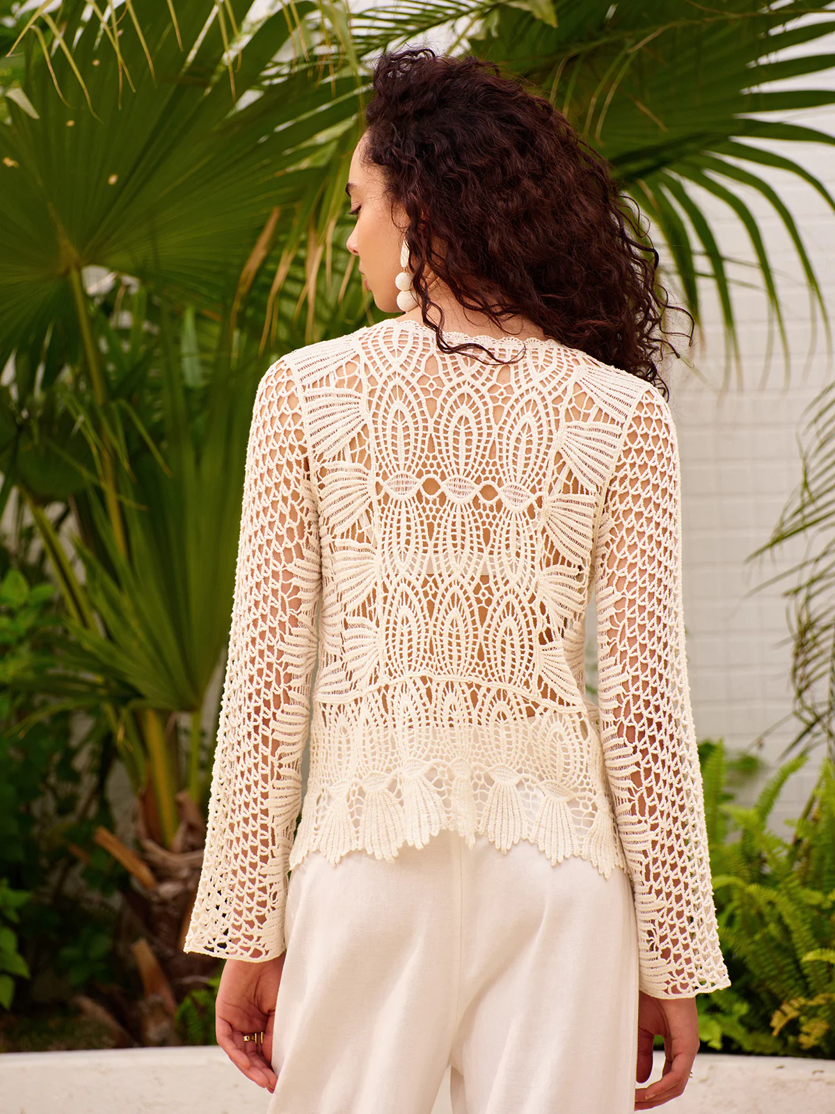 Sheer Cotton Crochet Knit Top - Image 6