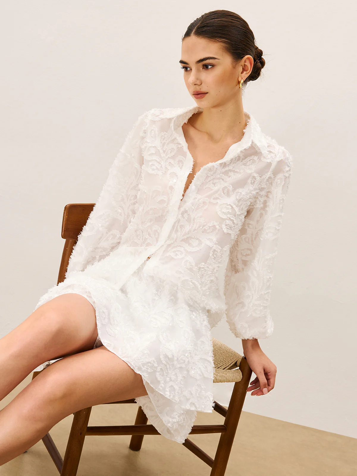 Sheer Embroidered Short Set - Image 4