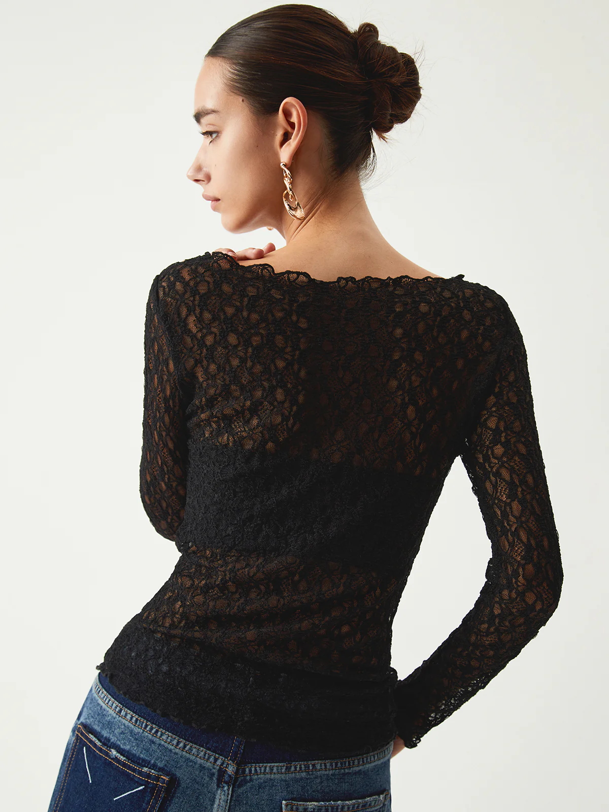 Sheer Floral Long Sleeve Top - Image 5