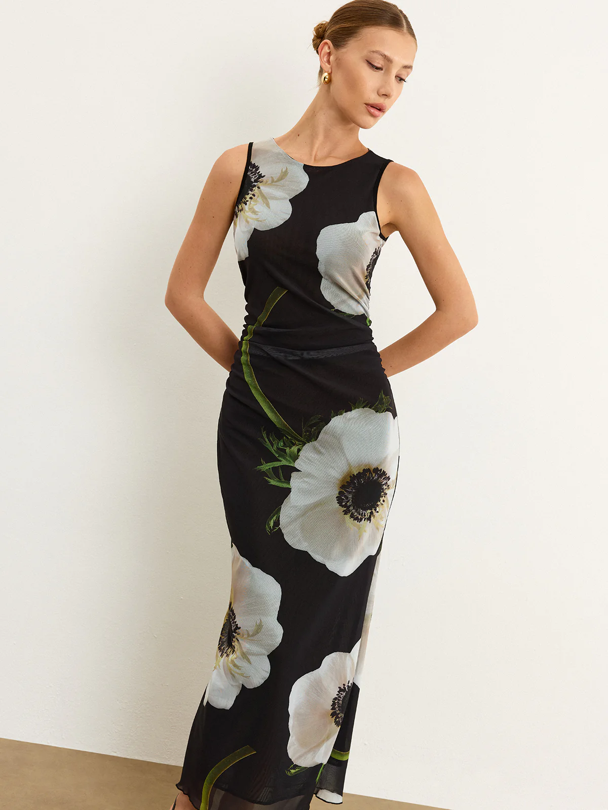 Sheer Floral Print Maxi Dress - Image 2