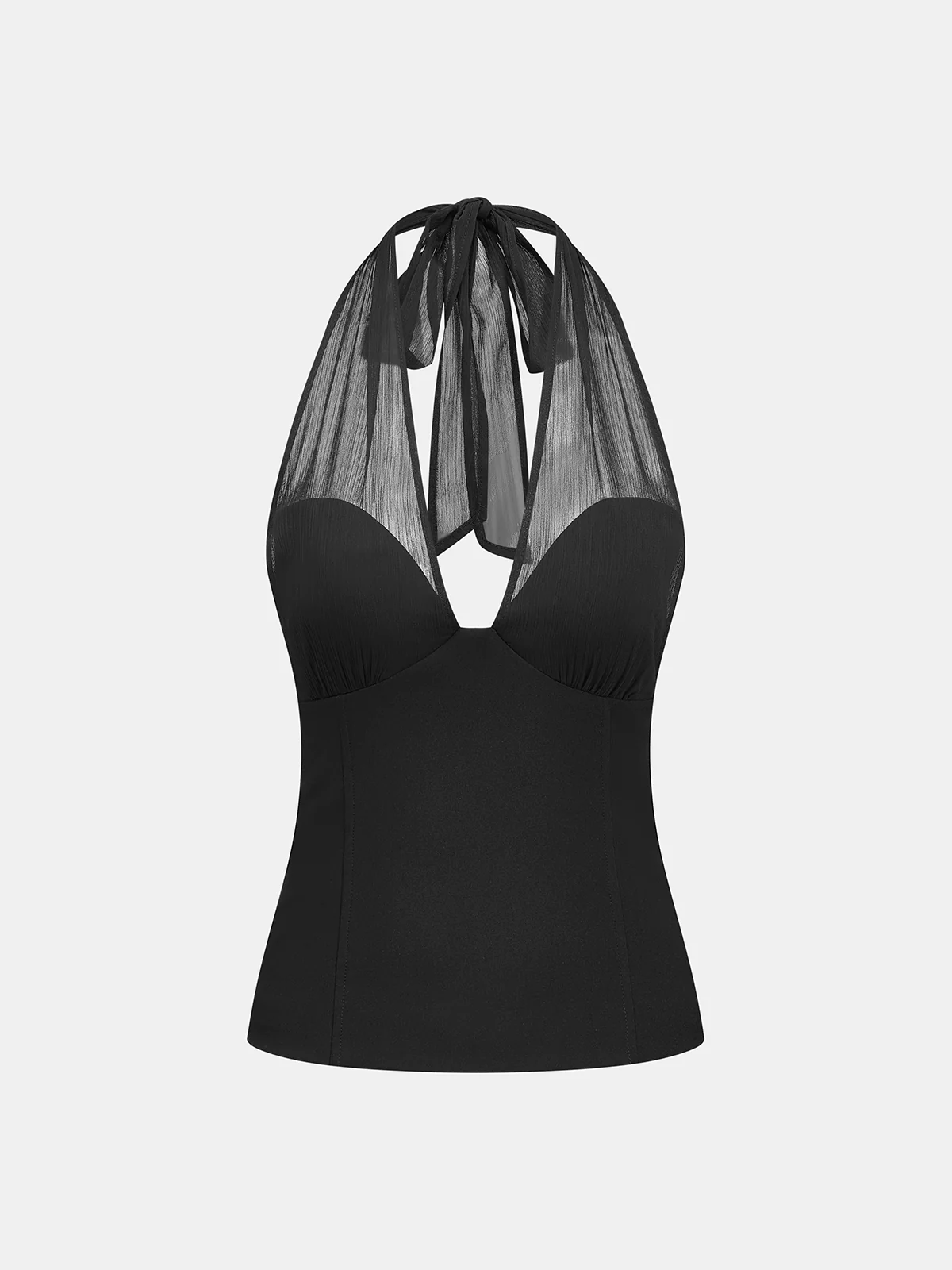 Sheer Halter Neck Top & Shorts Set - Image 2