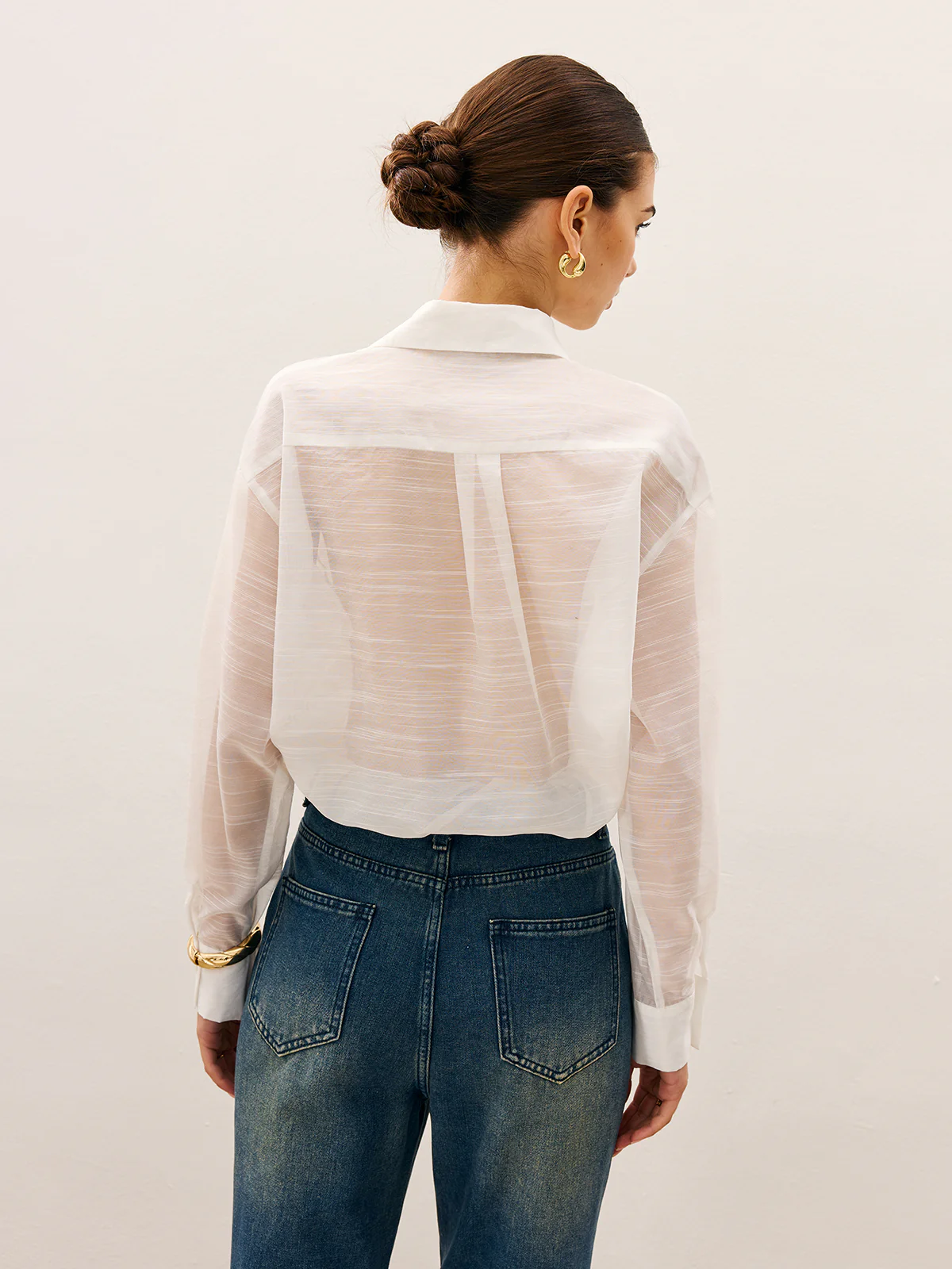 Sheer Lace Detail Blouse - Image 3