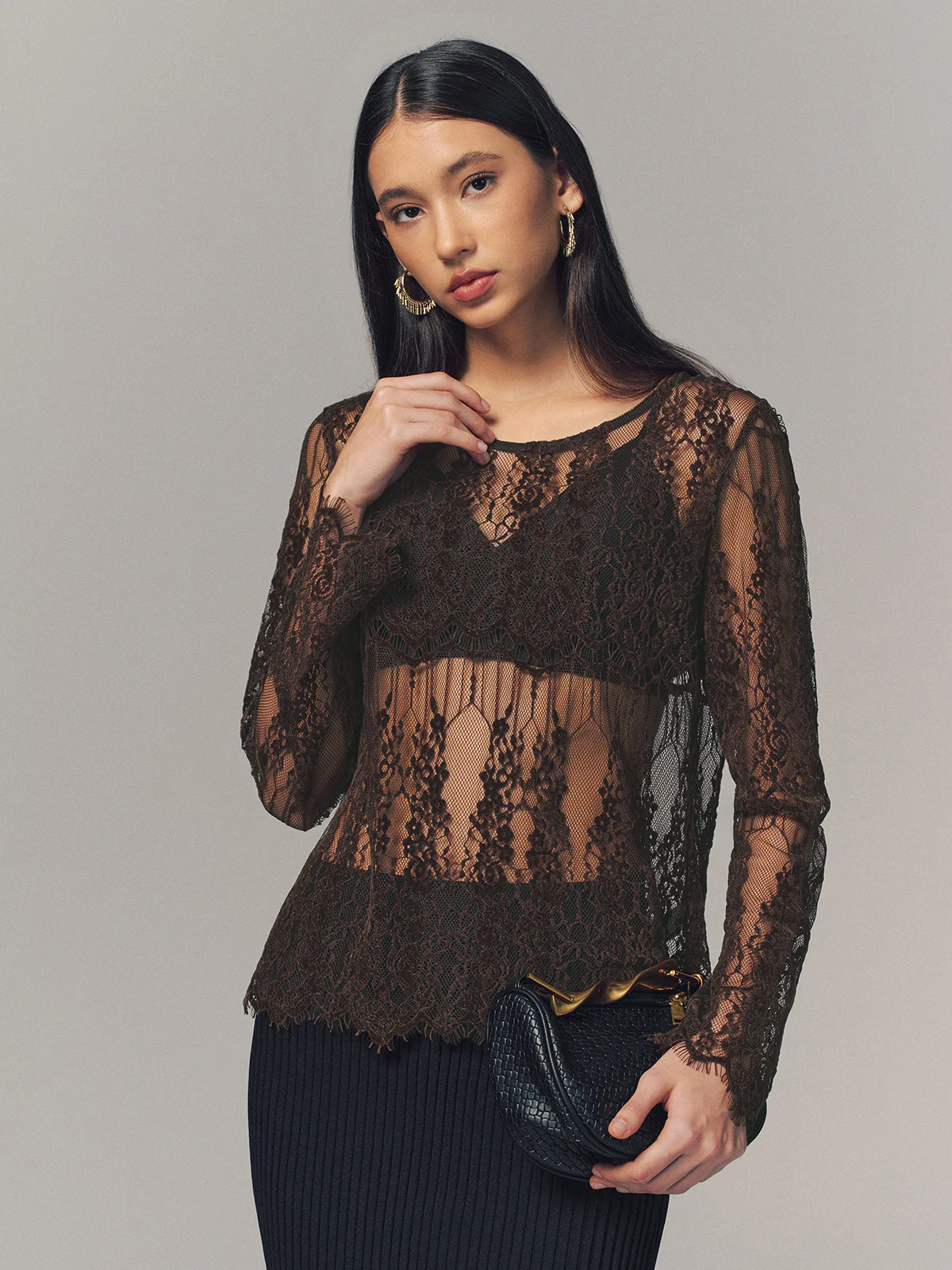 Sheer Lace Long-Sleeve Top - Image 5
