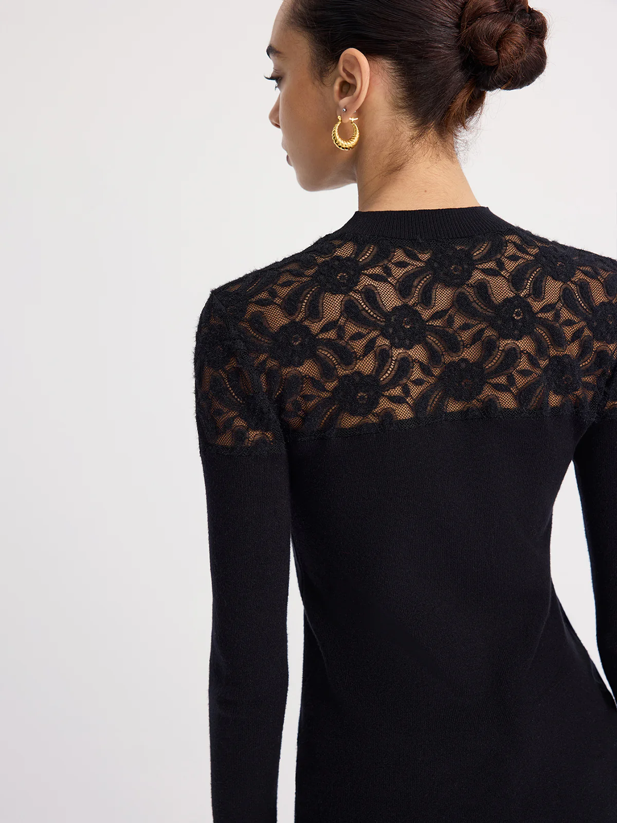 Sheer-Lace Paneled Knit Sweater - Image 6
