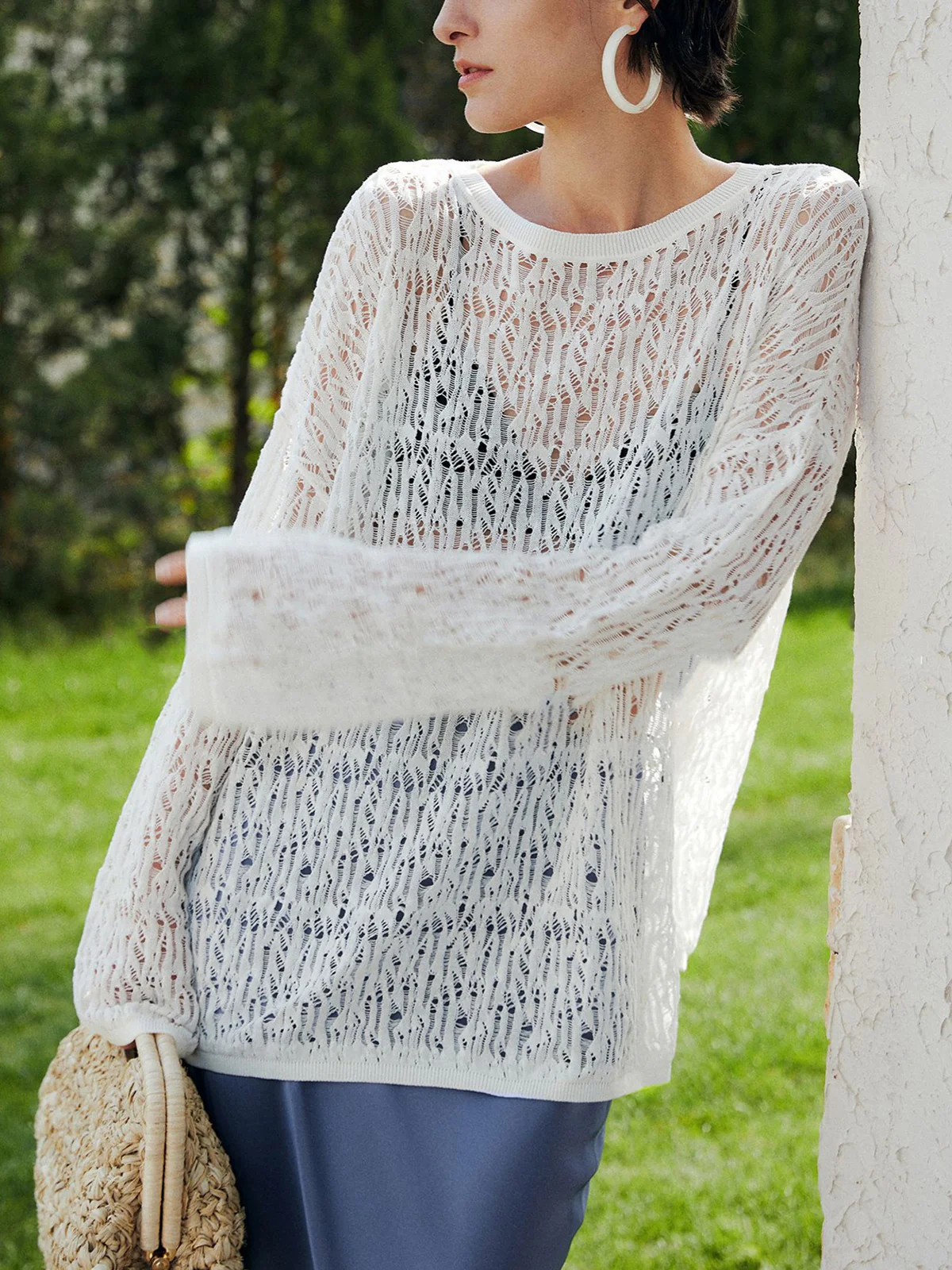 Sheer Long Sleeve Sweater - Image 4