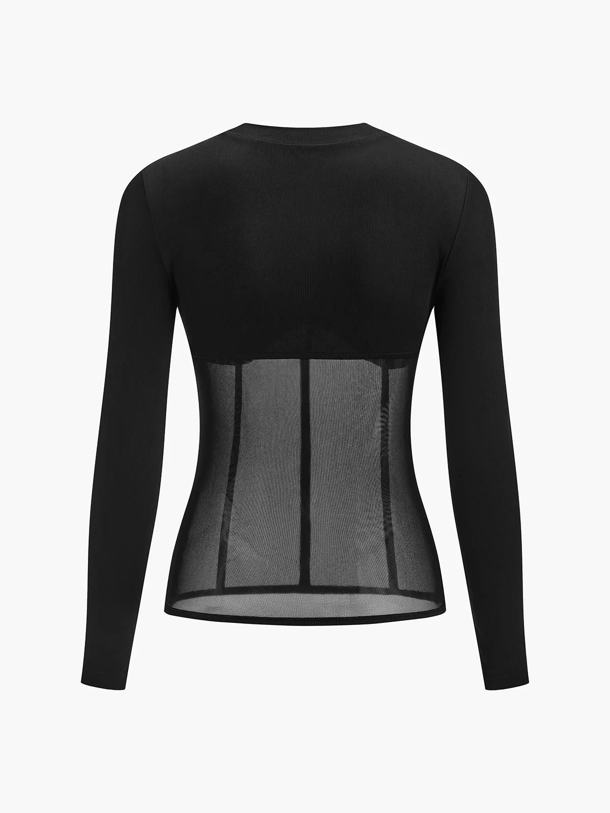 Sheer Mesh Combination Long Sleeve Top - Image 7