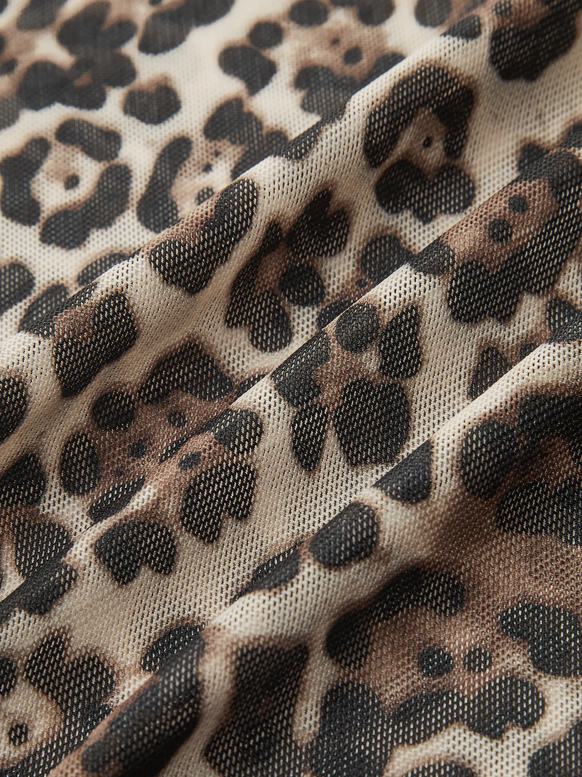 Sheer Mesh Leopard Print Long-Sleeve Top - Image 3