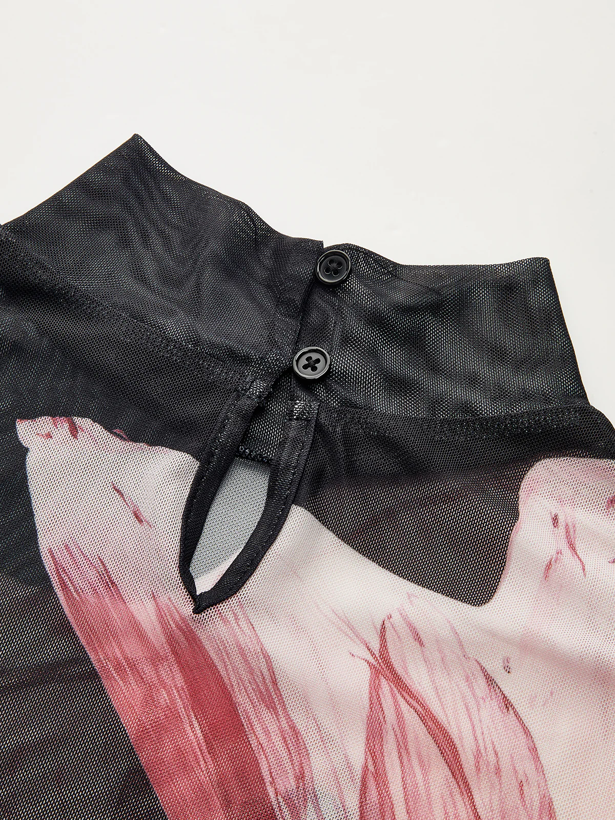 Sheer Mesh Mock Neck Floral Top - Image 3