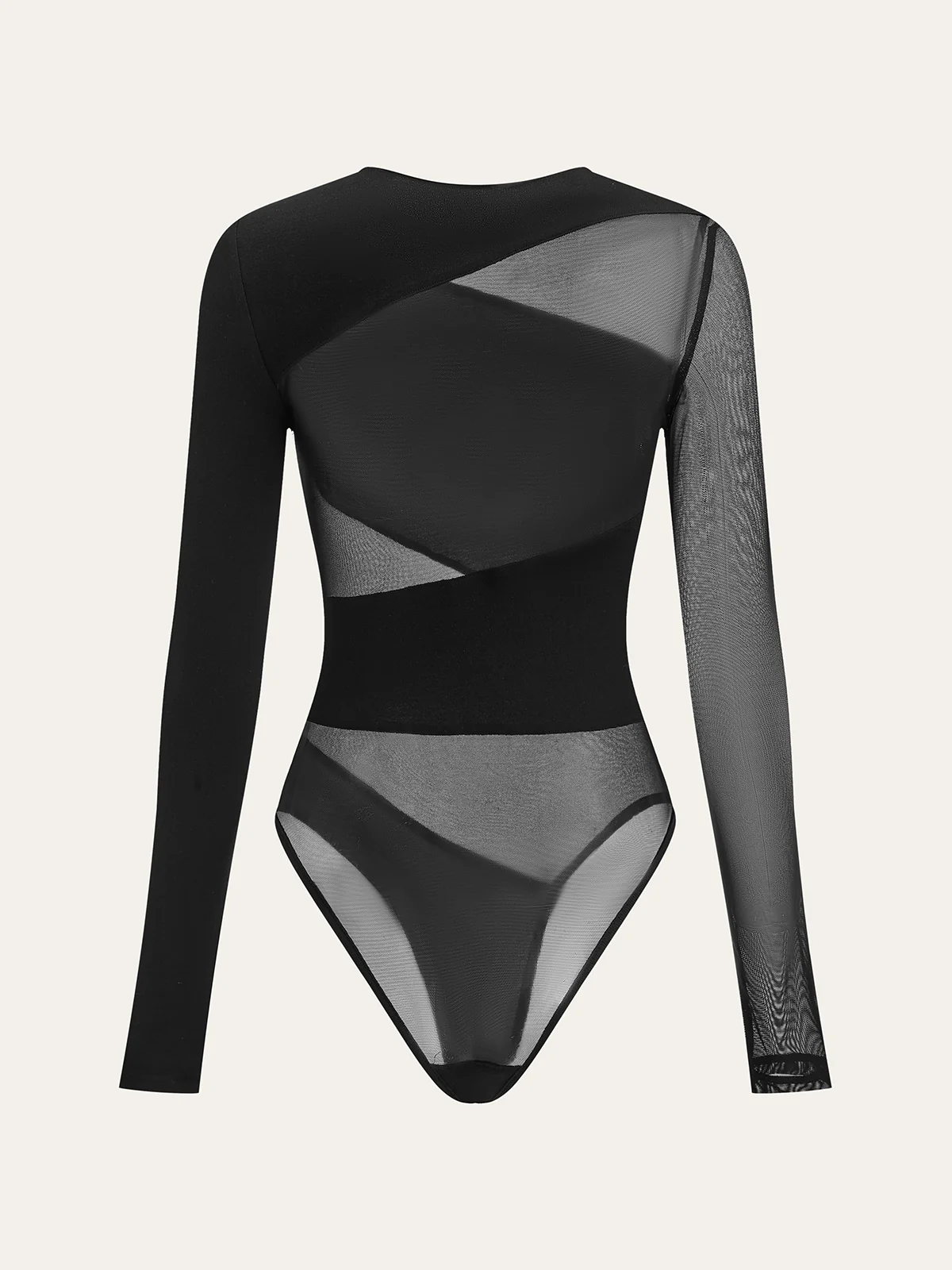 Sheer Mesh Panel Long Sleeve Bodysuit - Image 8