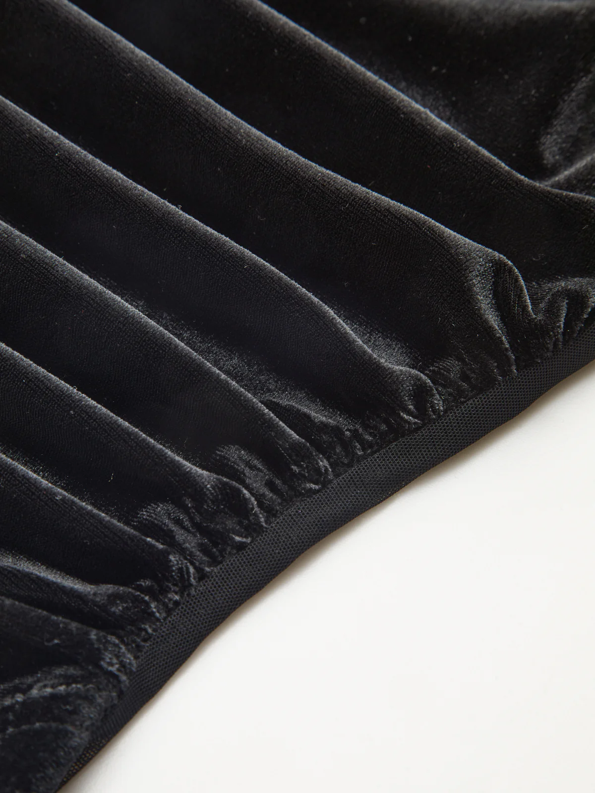Sheer Mesh Panel Velvet Ruched Bodysuit - Image 4