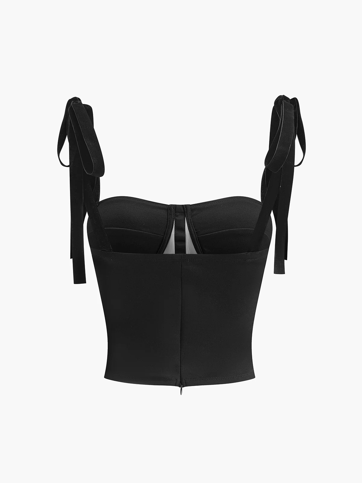 Sheer Mesh Tie-Front Crop Top – Light Support - Image 4