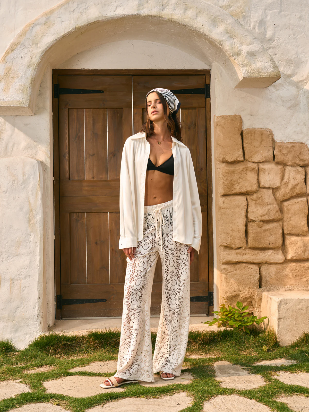 Sheer Mid-Waist Drawstring Pants - Image 5