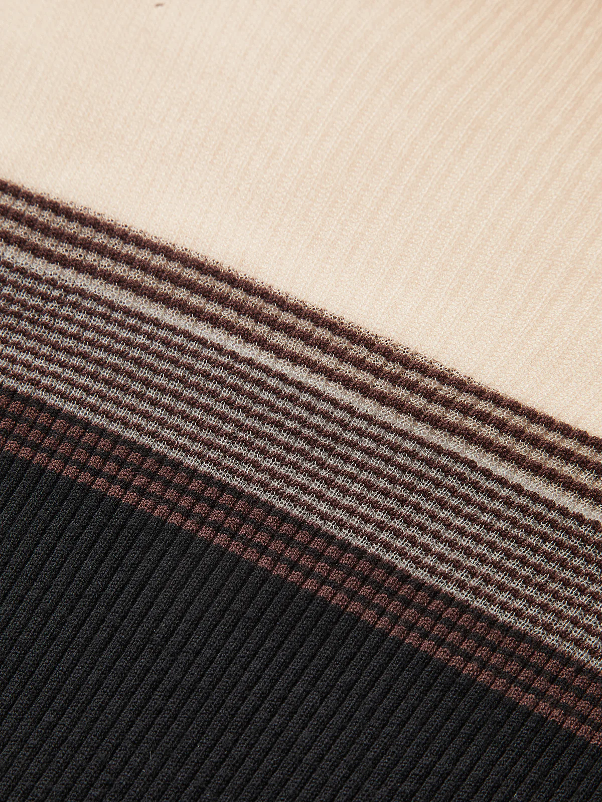 Sheer Panel Mock Neck Ribbed Knit Top - Image 5