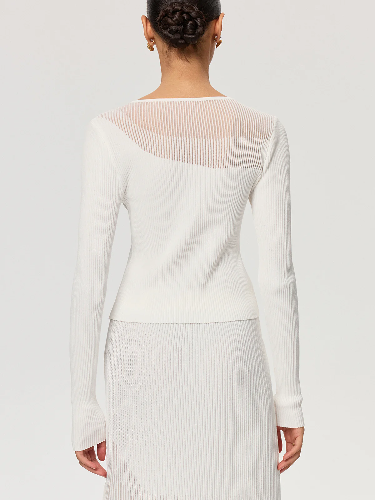 Sheer Panel Ribbed Knit Top - Image 6