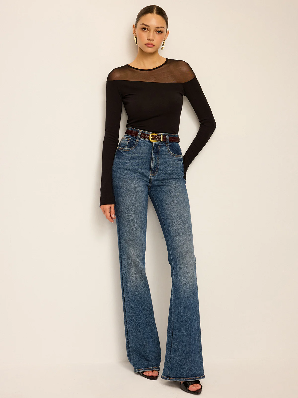 Sheer-Paneled Long-Sleeve Top - Image 5