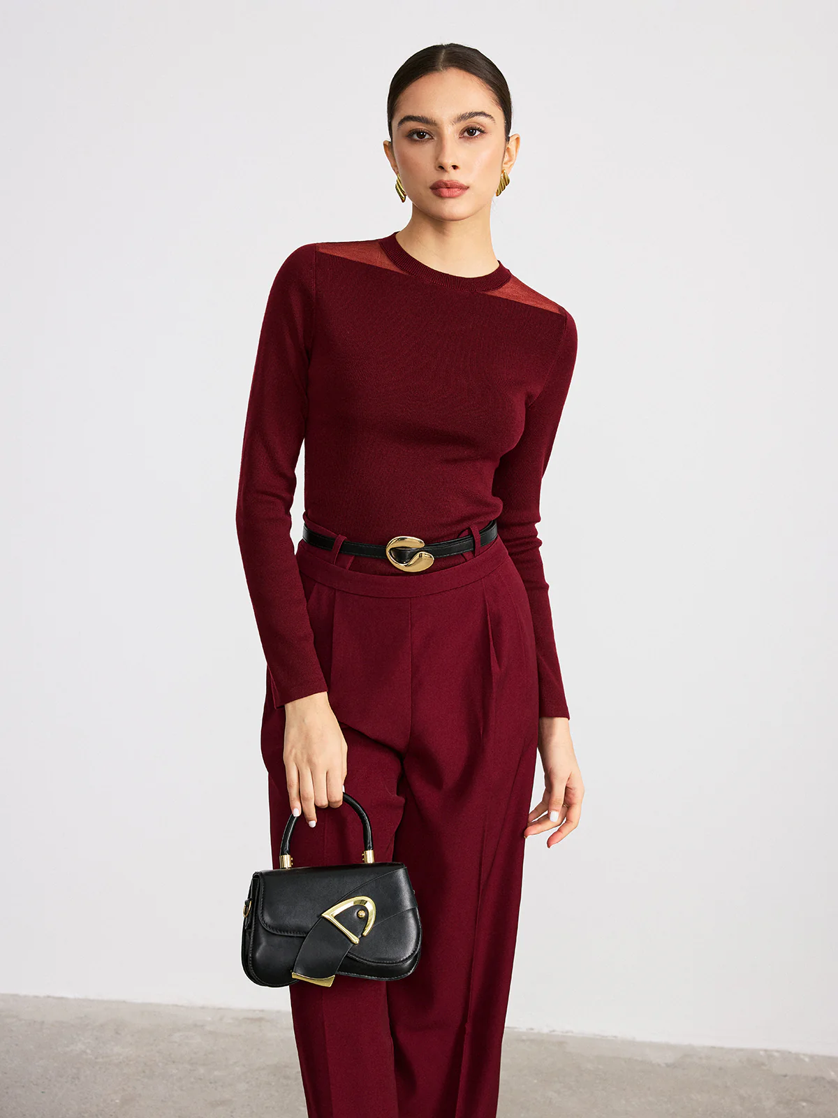 Sheer Paneled Wool Blend Knit Top - Image 5
