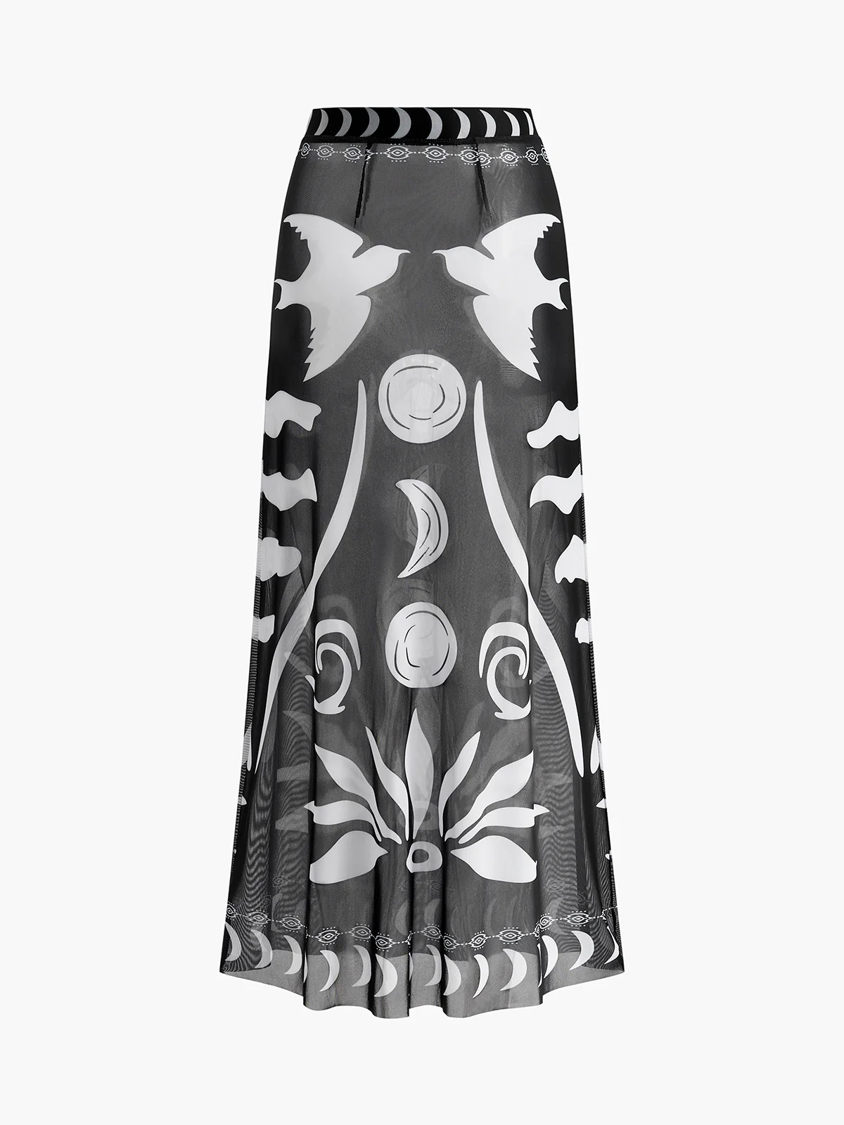 Sheer Printed Mesh Beach Cover-Up Skirt - Image 2