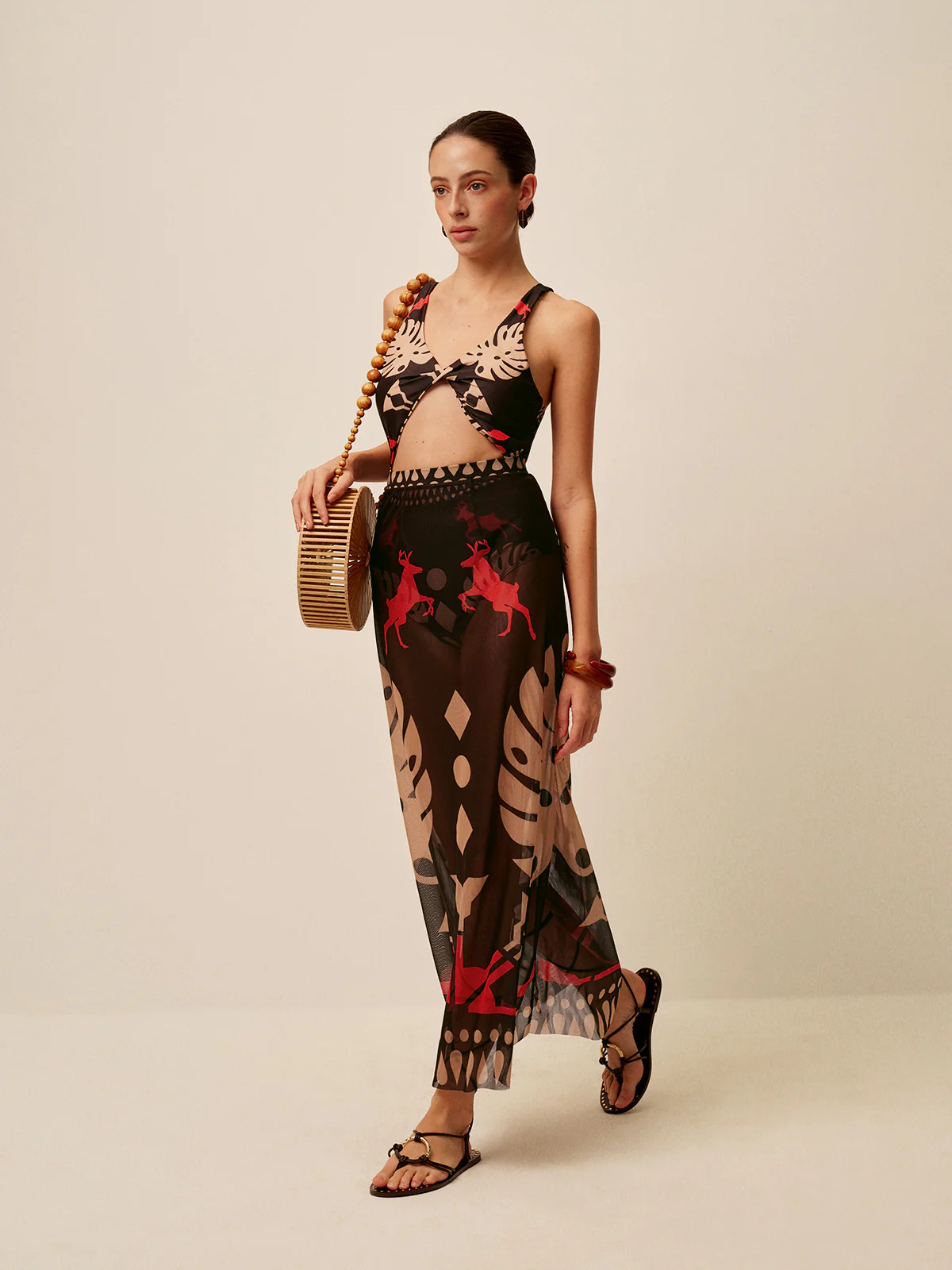 Sheer Printed Sarong Skirt - Image 3
