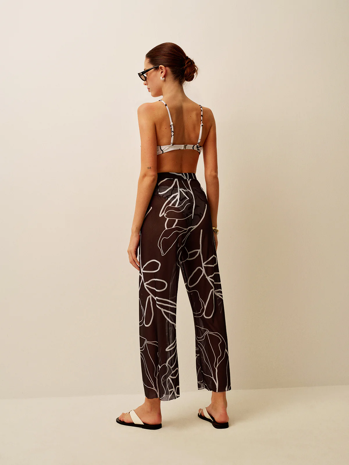 Sheer Printed Wide-Leg Cover-Up Pants - Image 5
