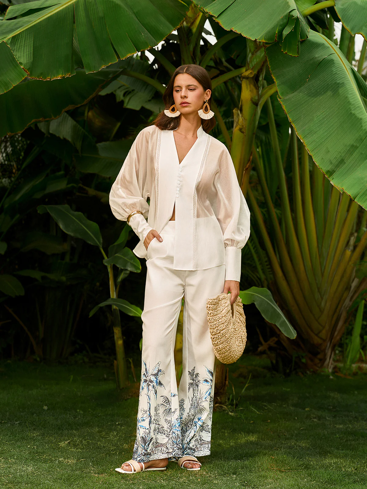 Sheer Puff Sleeve Blouse - Image 3