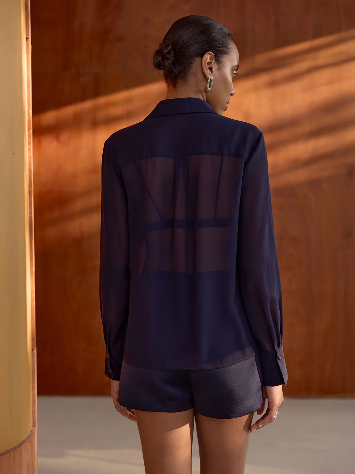Sheer Shirt & Tailored Shorts Set - Image 6